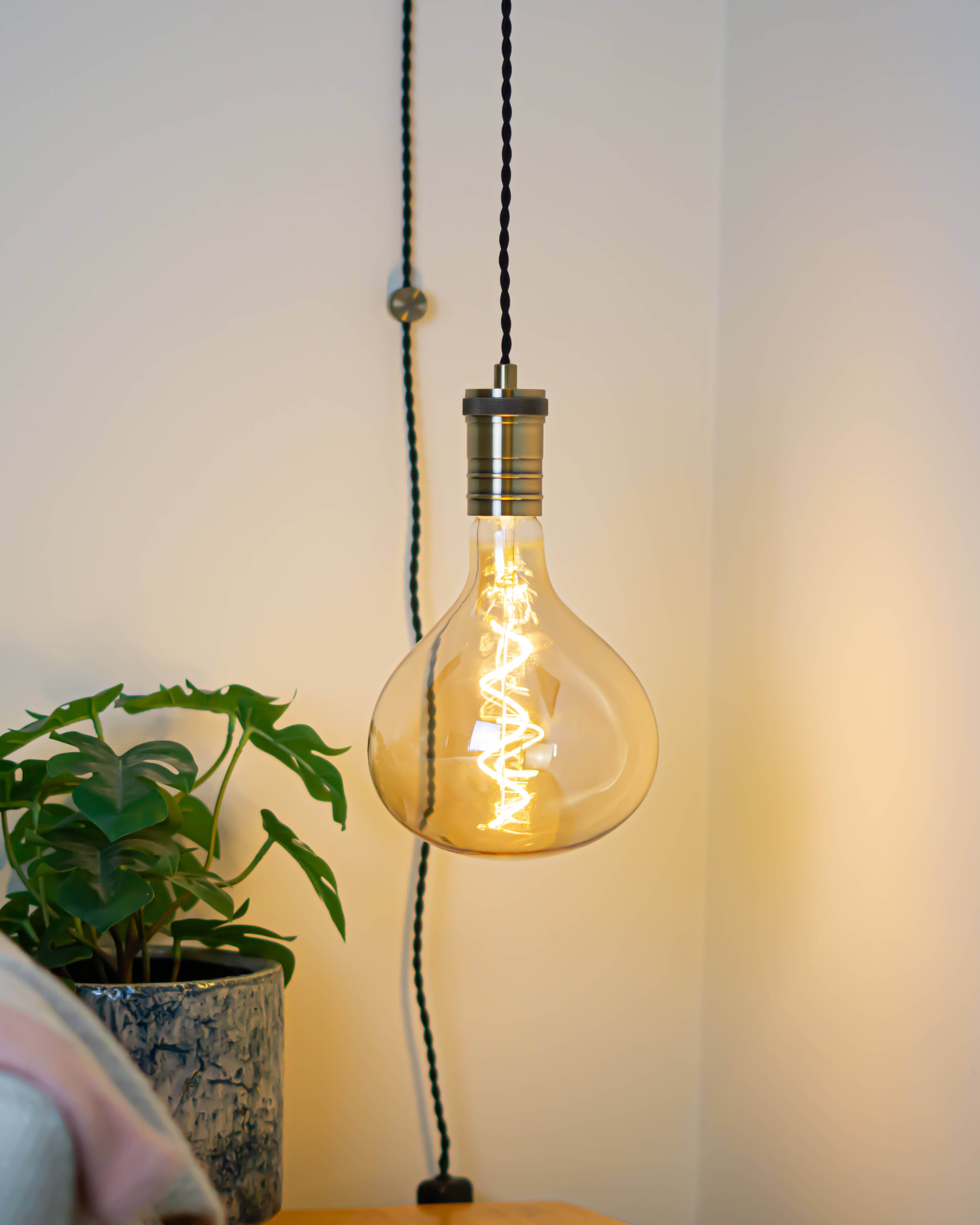 Plug in pendant light in living room