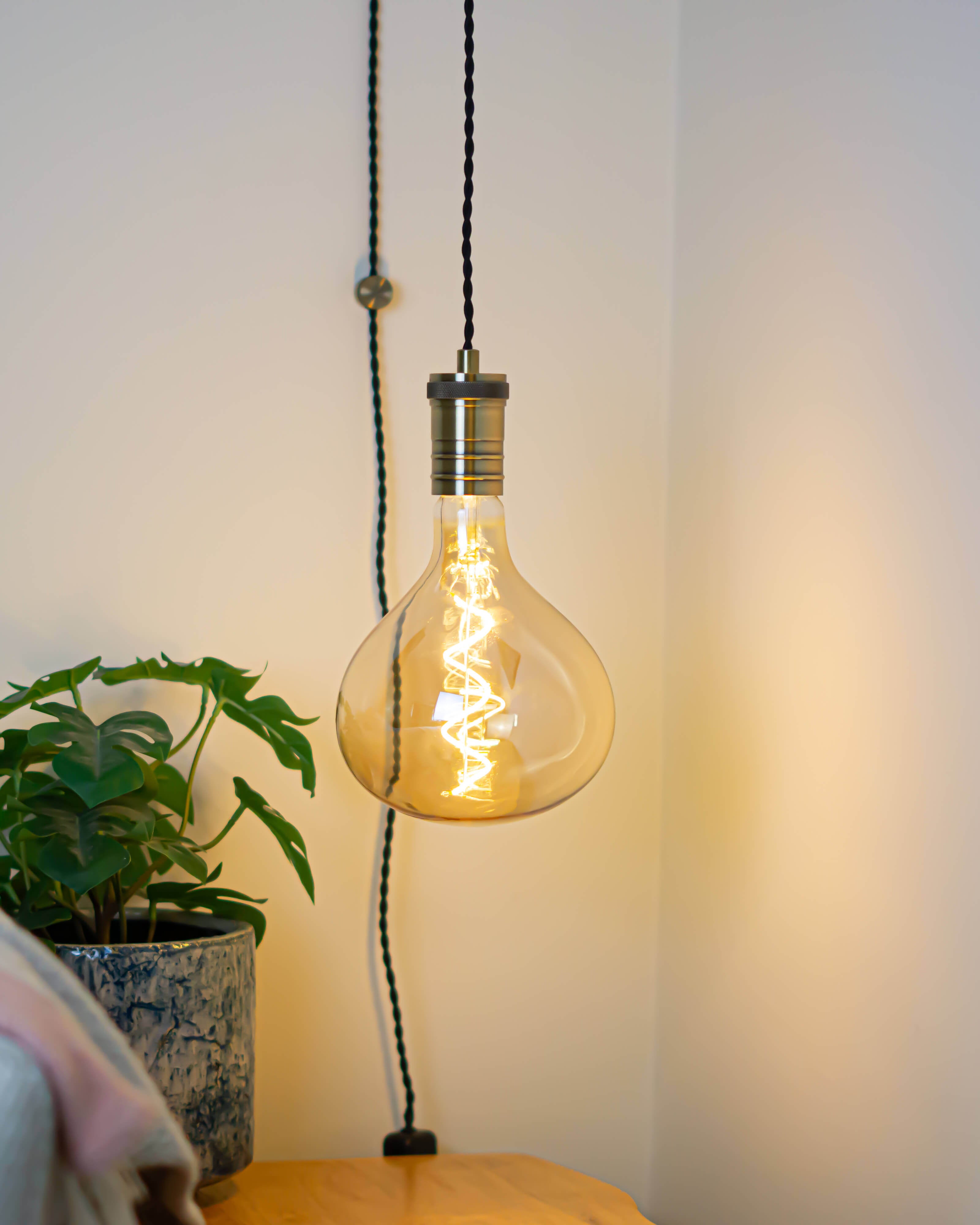 Plug in pendant light in living room