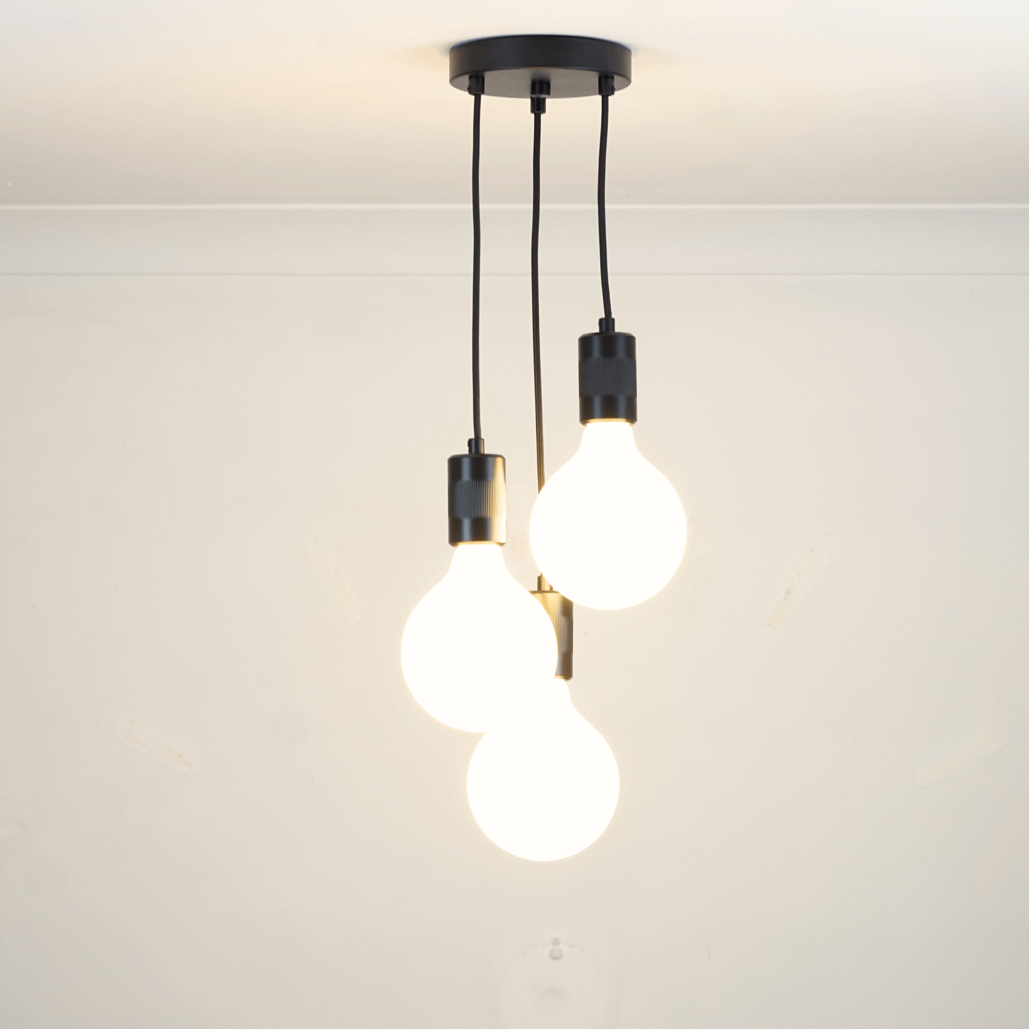 Black cluster pendant with porcelain bulbs