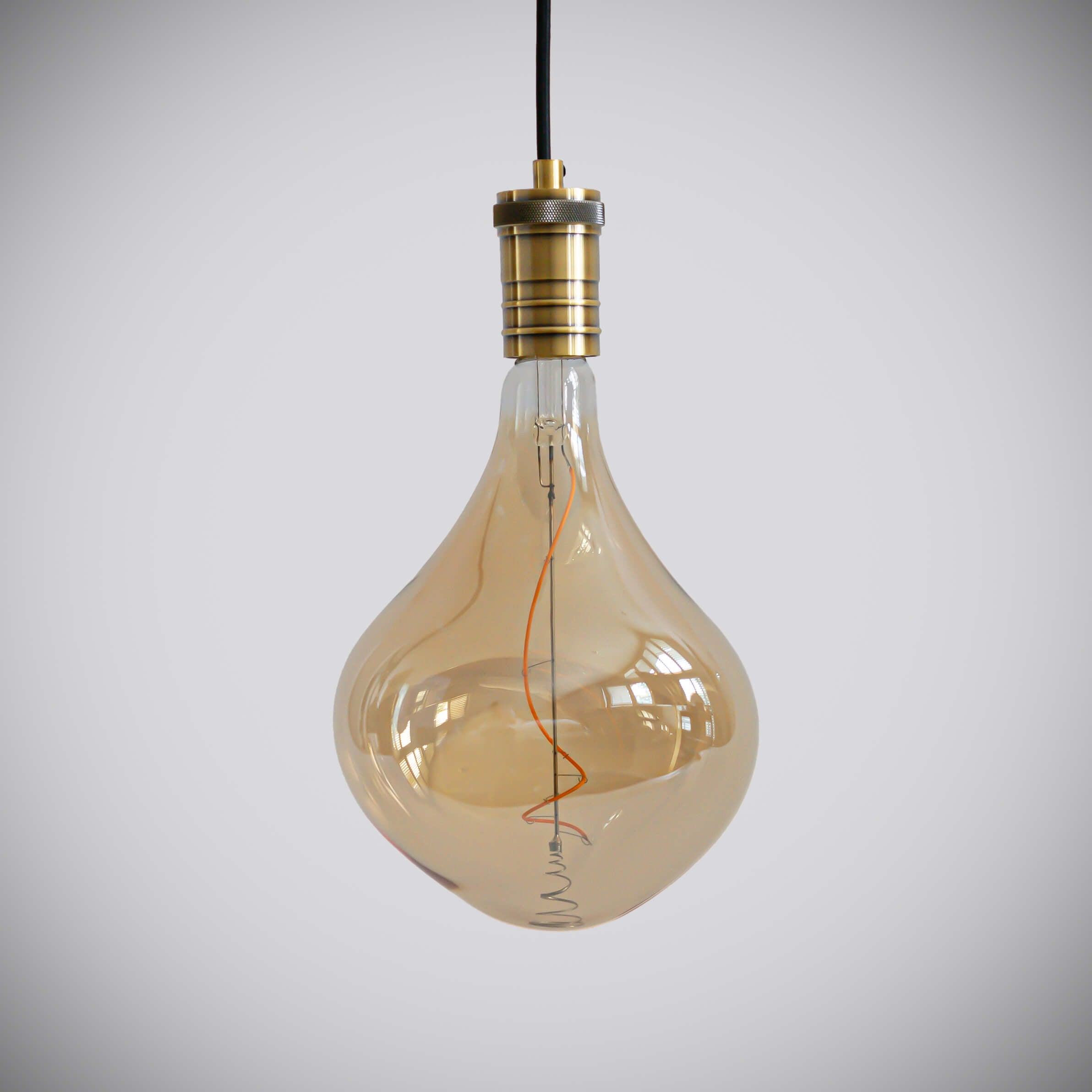 antique bronze pendant light with straight cable and céleste bulb off