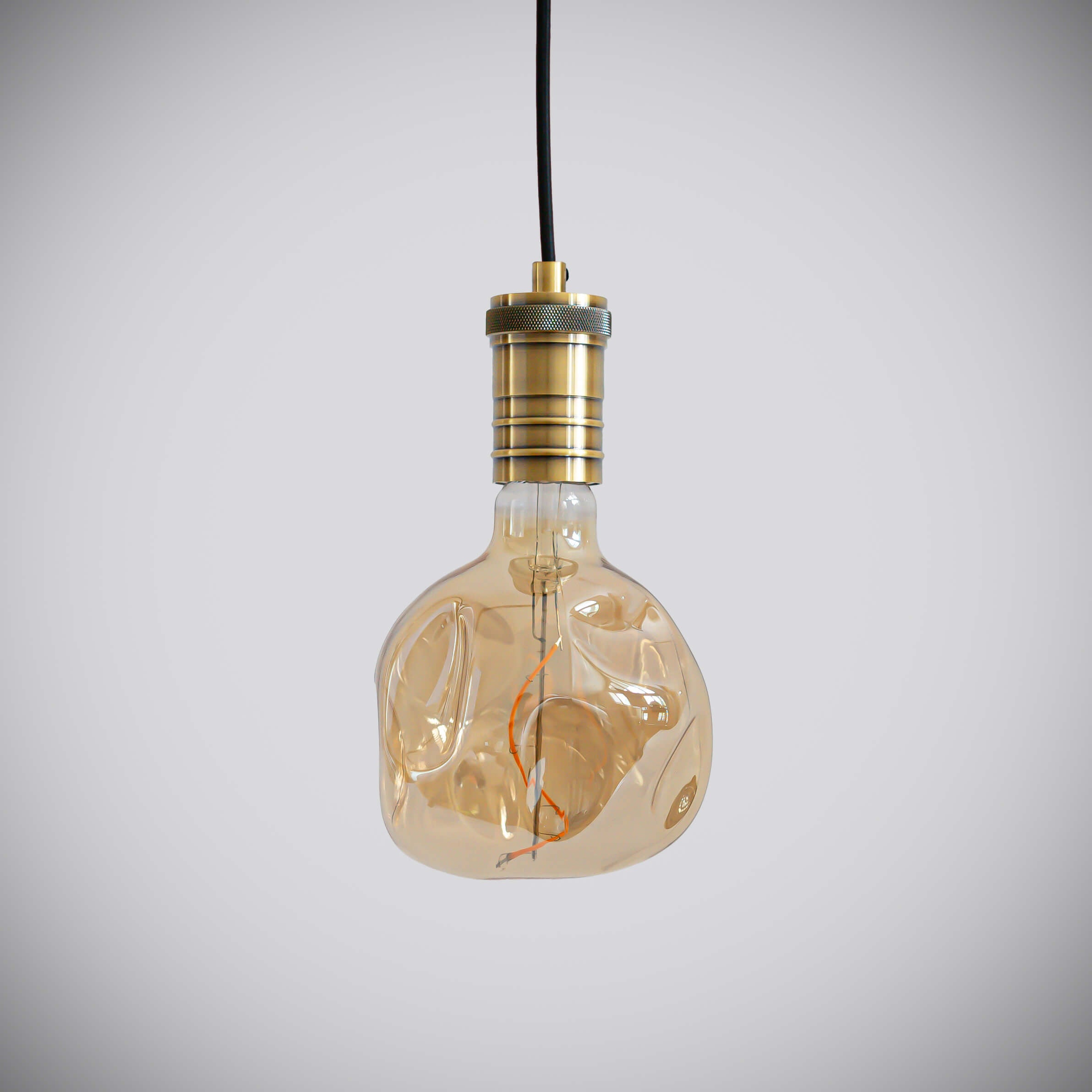 antique bronze pendant light with straight cable and isabella bulb off