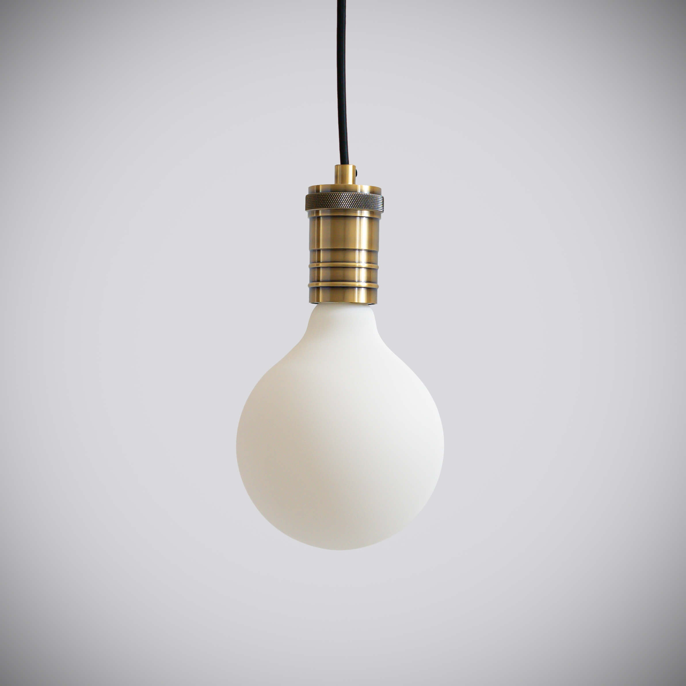 antique bronze pendant light with straight cable and luna bulb off