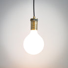 antique bronze pendant light with straight cable and luna bulb on