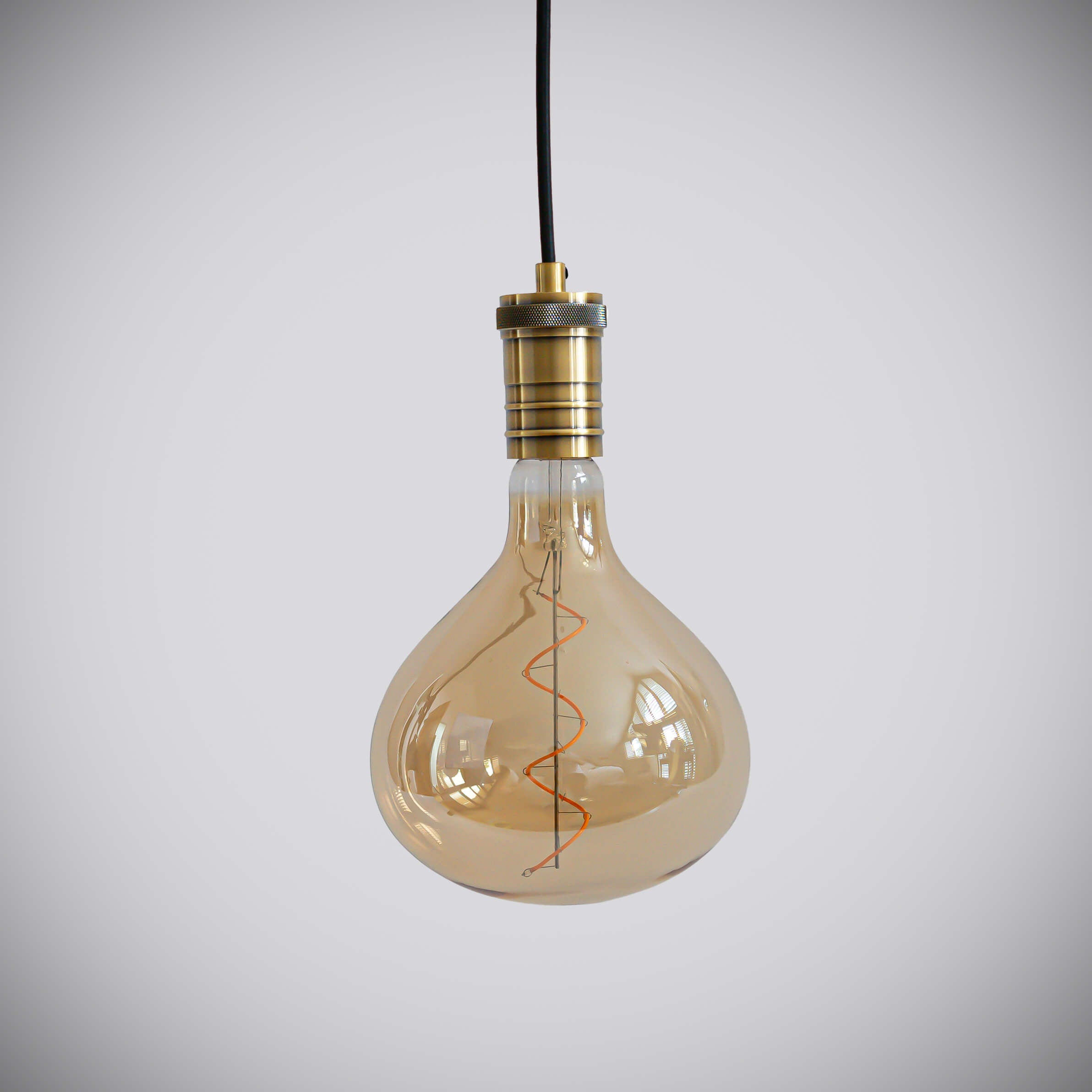 antique bronze pendant light with straight cable and olivia bulb off