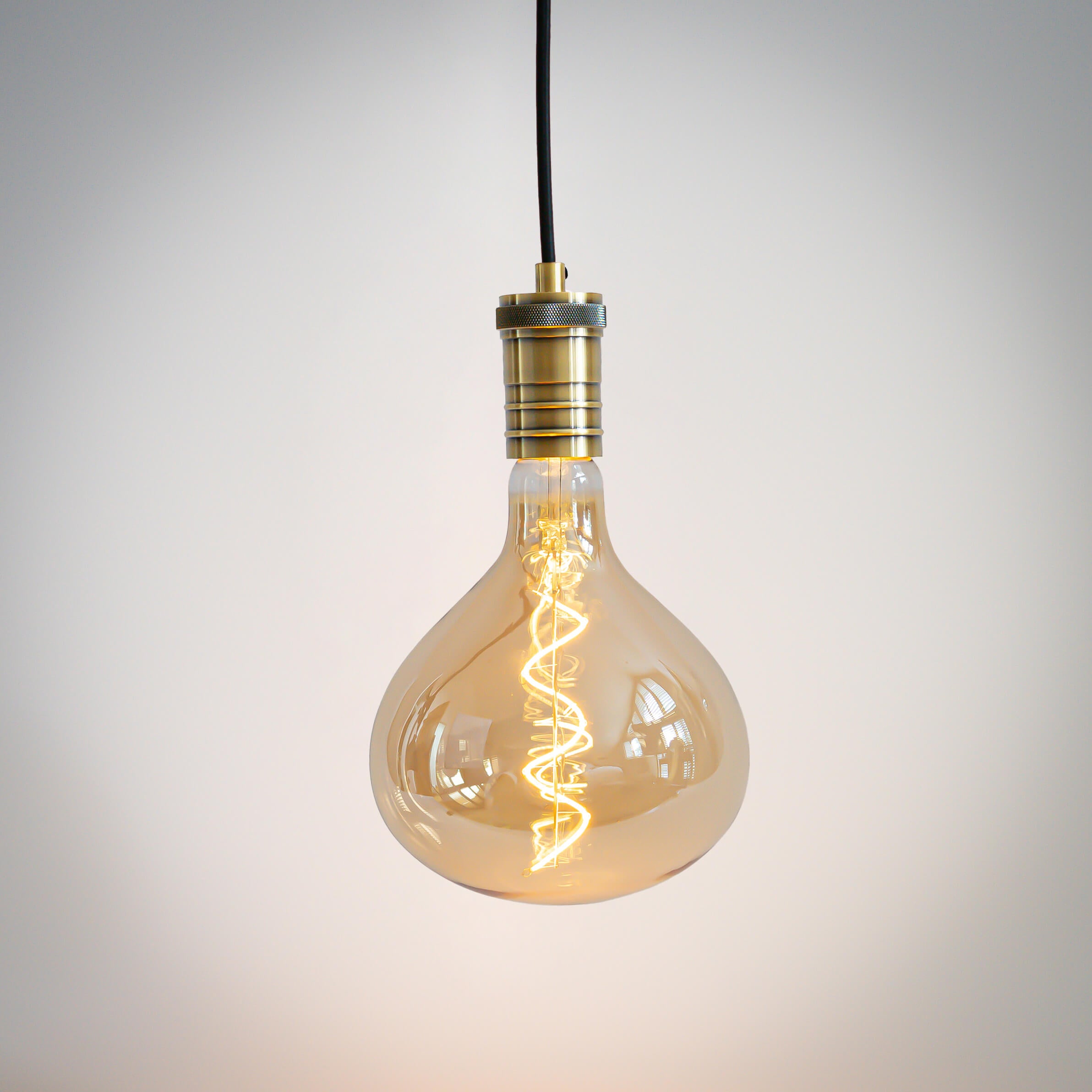 antique bronze pendant light with straight cable and olivia bulb on