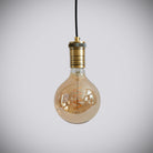 antique bronze pendant light with straight cable and sophia bulb off