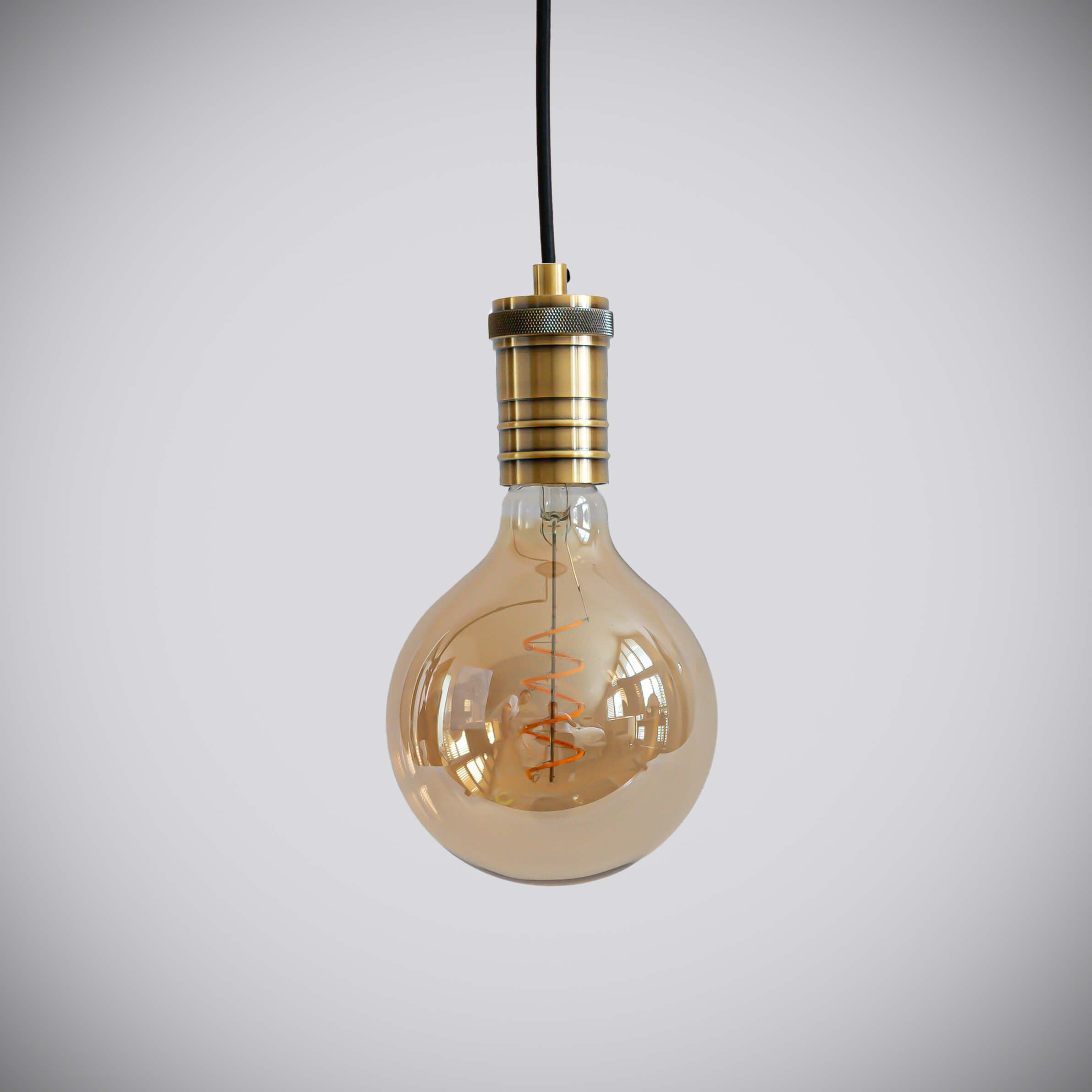 antique bronze pendant light with straight cable and sophia bulb off