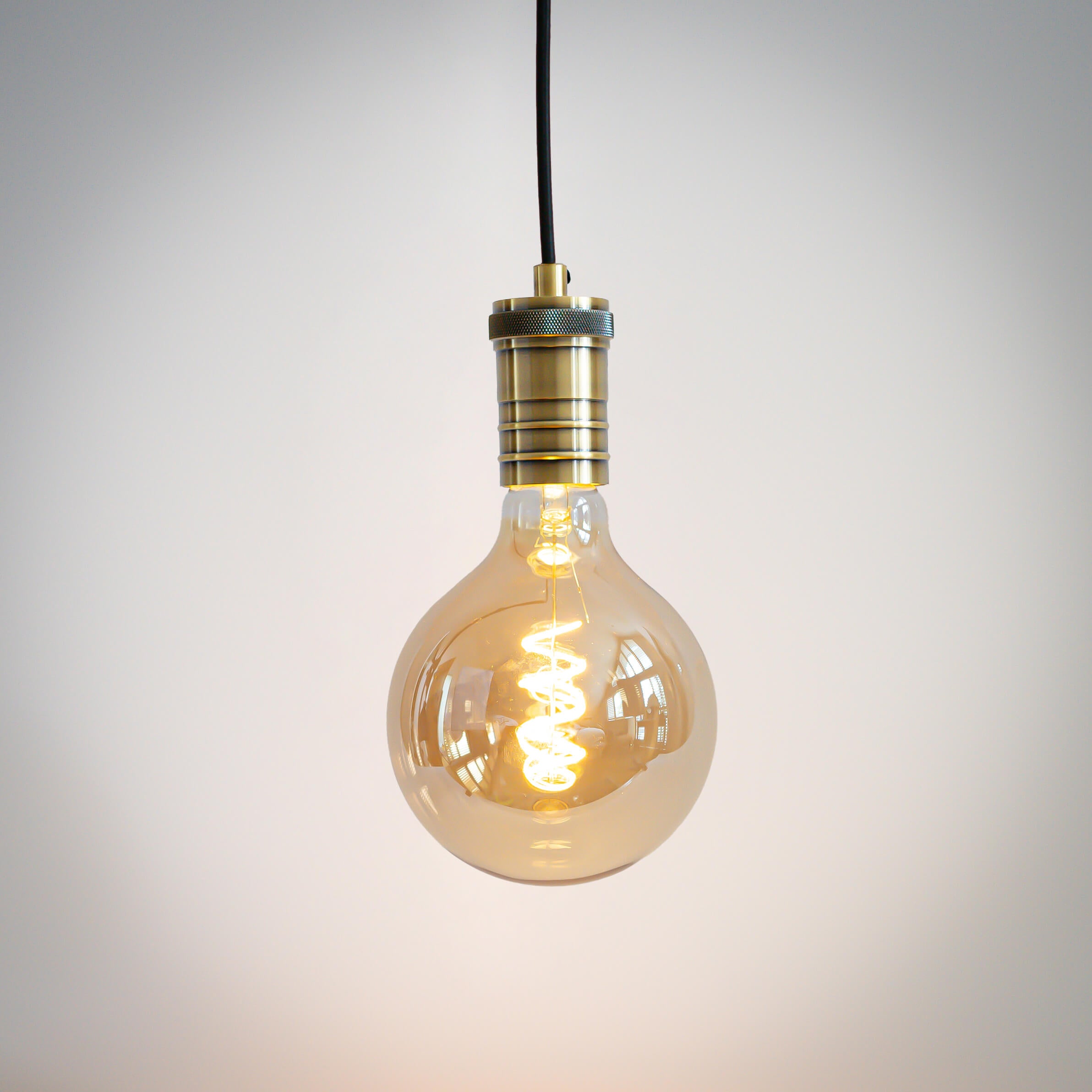 antique bronze pendant light with straight cable and sophia bulb on