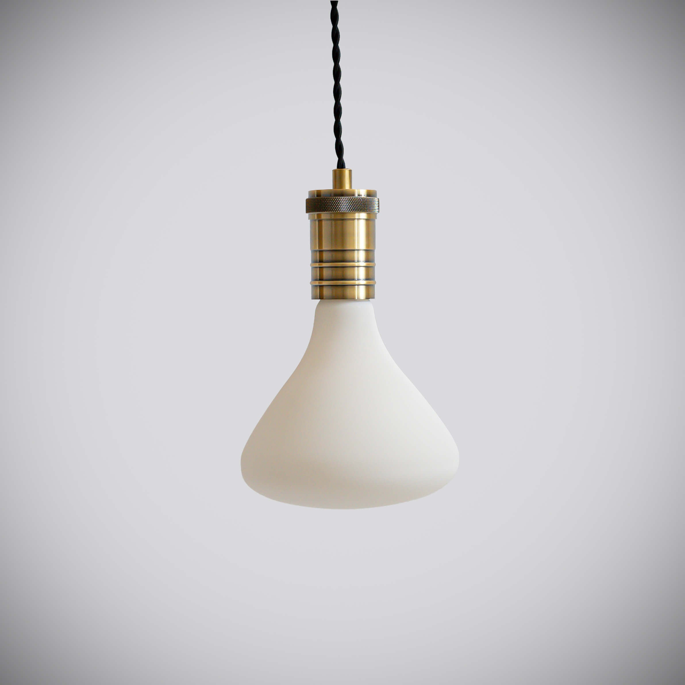 antique bronze pendant light with twisted cable and astrid bulb off