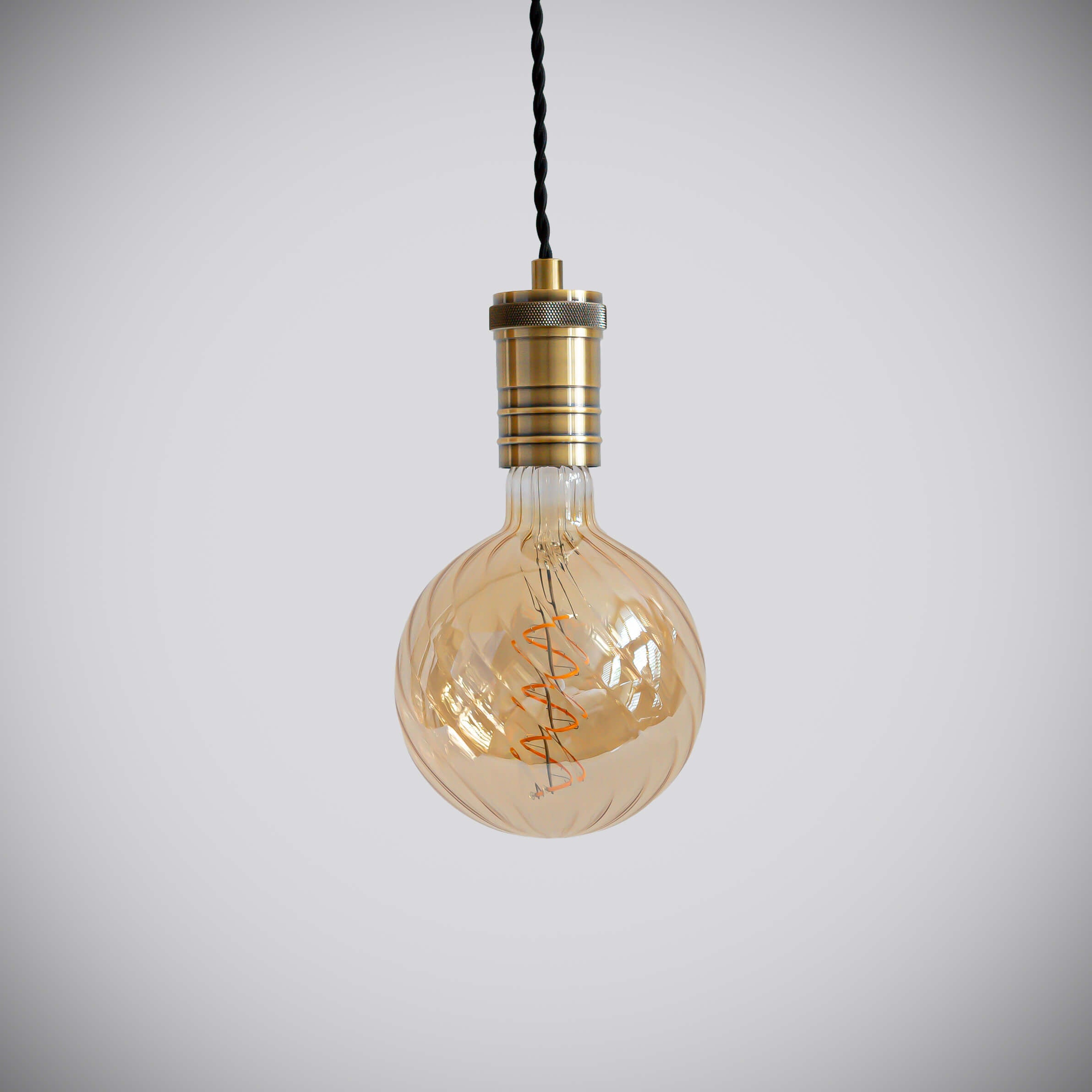 antique bronze pendant light with twisted cable and felicity bulb off