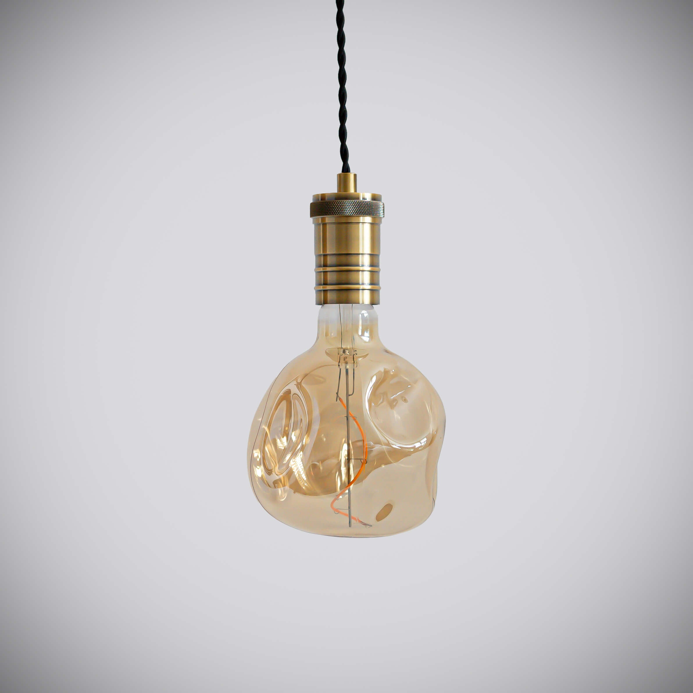 antique bronze pendant light with straight cable and isabella bulb off