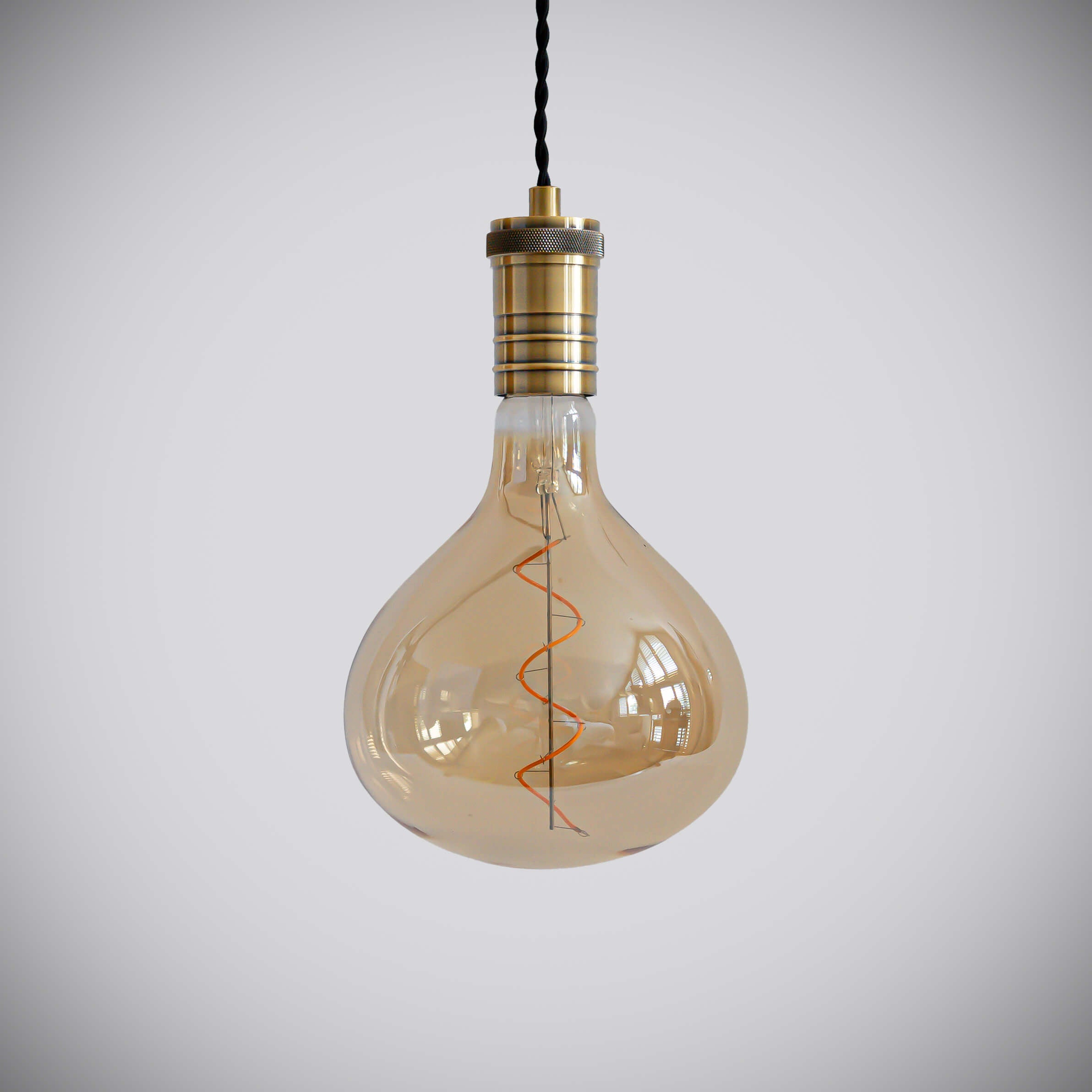 antique bronze pendant light with twisted cable and olivia bulb off