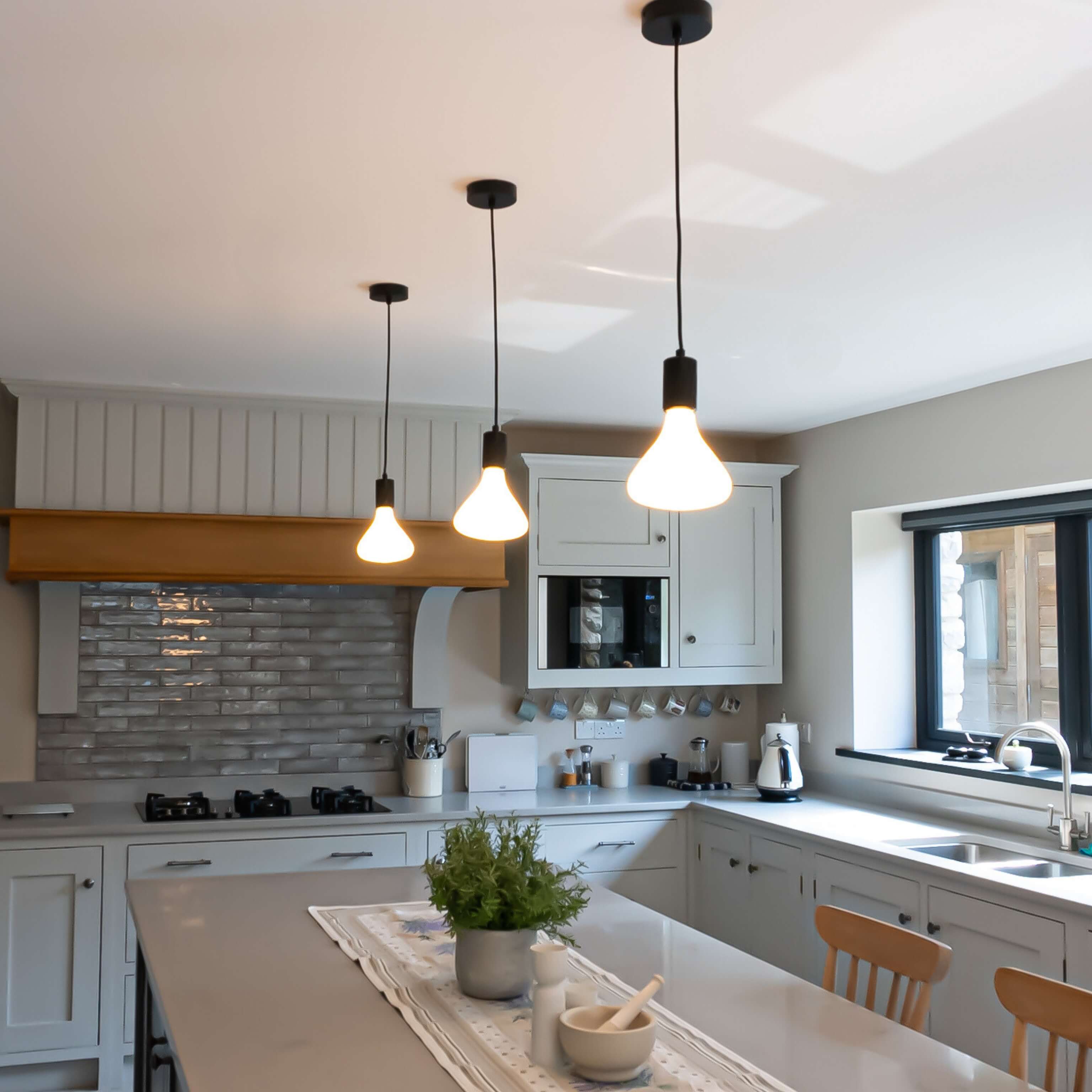 Astrid matte black pendant light wide angle