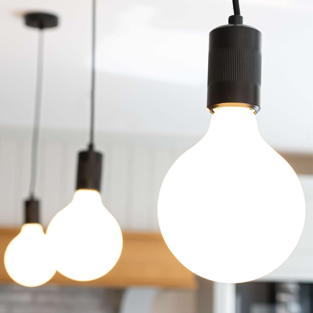 Luna matte black pendant light closeup