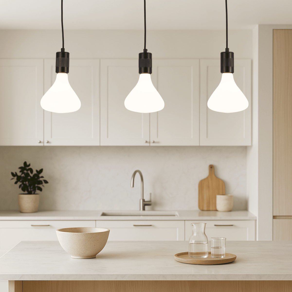 Black Triple Ceiling Light + Astrid Bulbs - Triple Pendant - Ambientsy