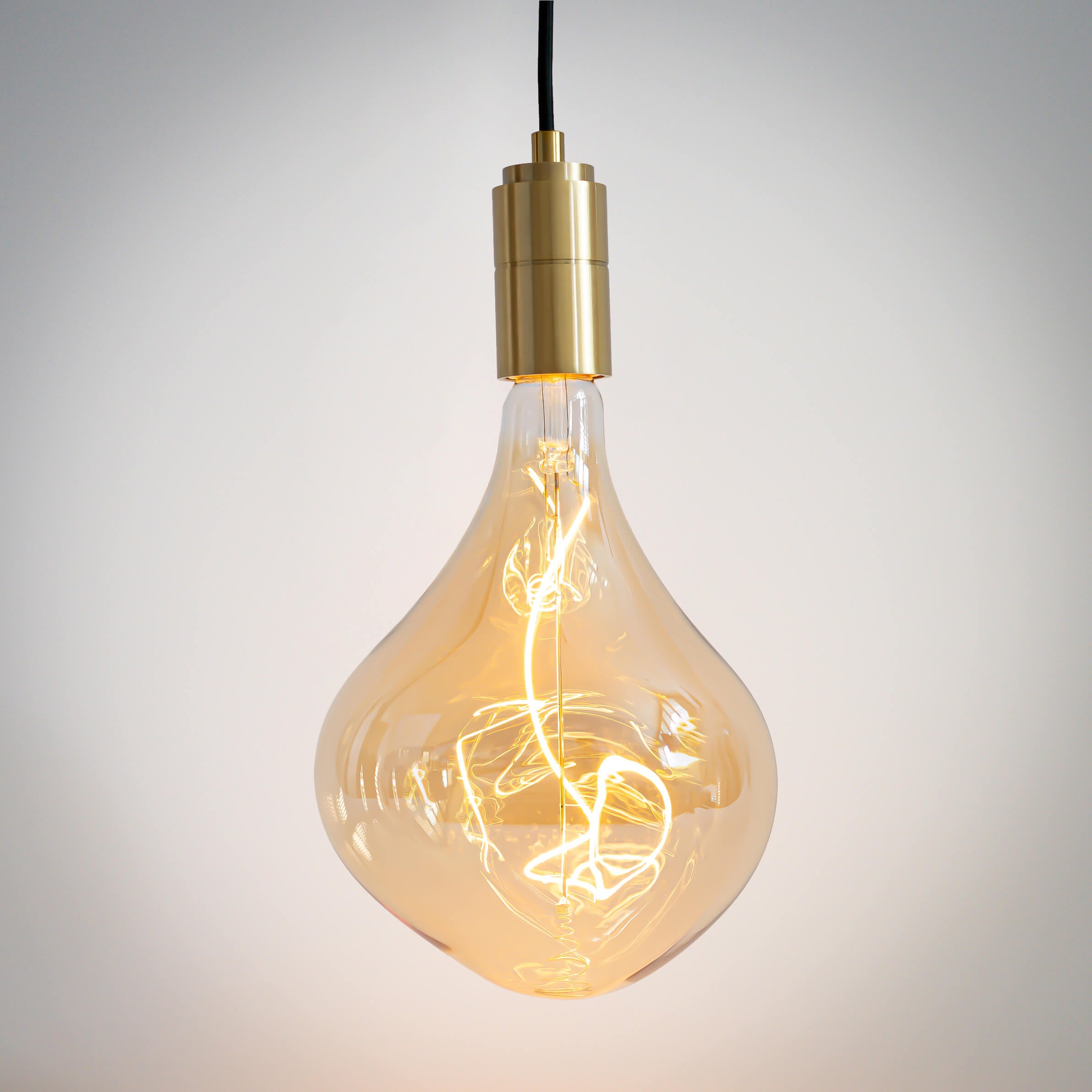 brass pendant light with straight cable and céleste bulb on