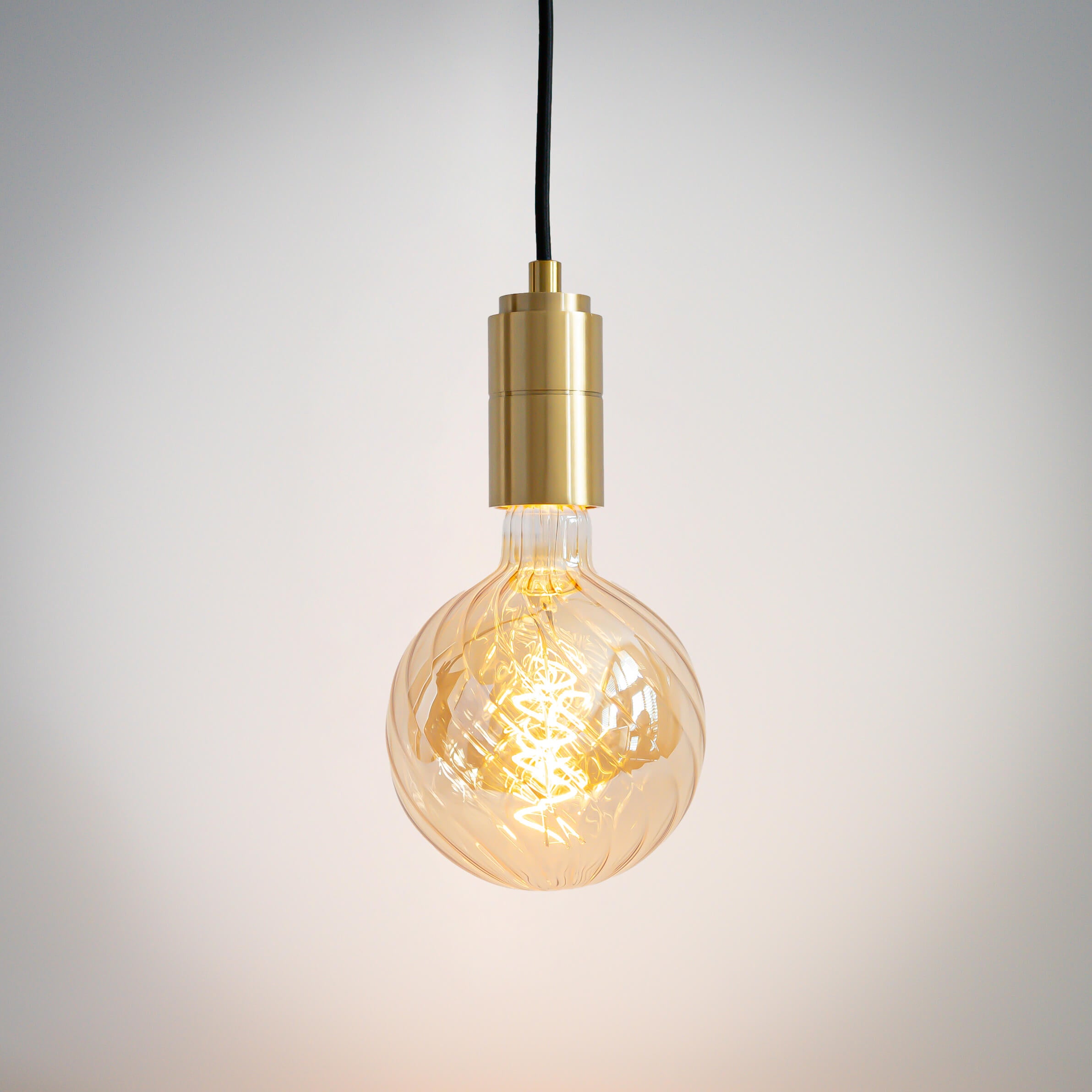 brass pendant light with straight cable and felicity bulb on