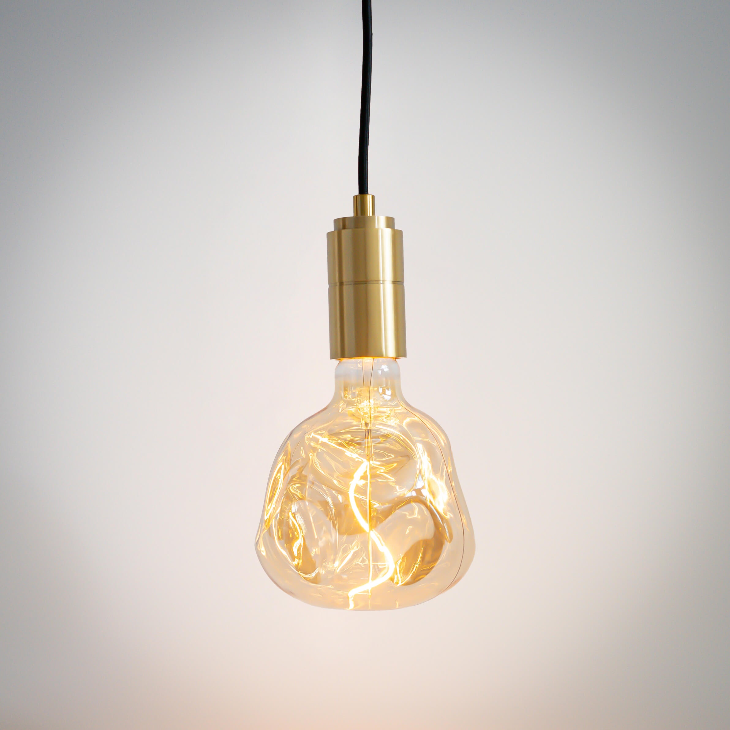 brass pendant light with straight cable and isabella bulb on