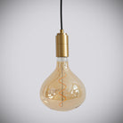 brass pendant light with straight cable and olivia bulb off