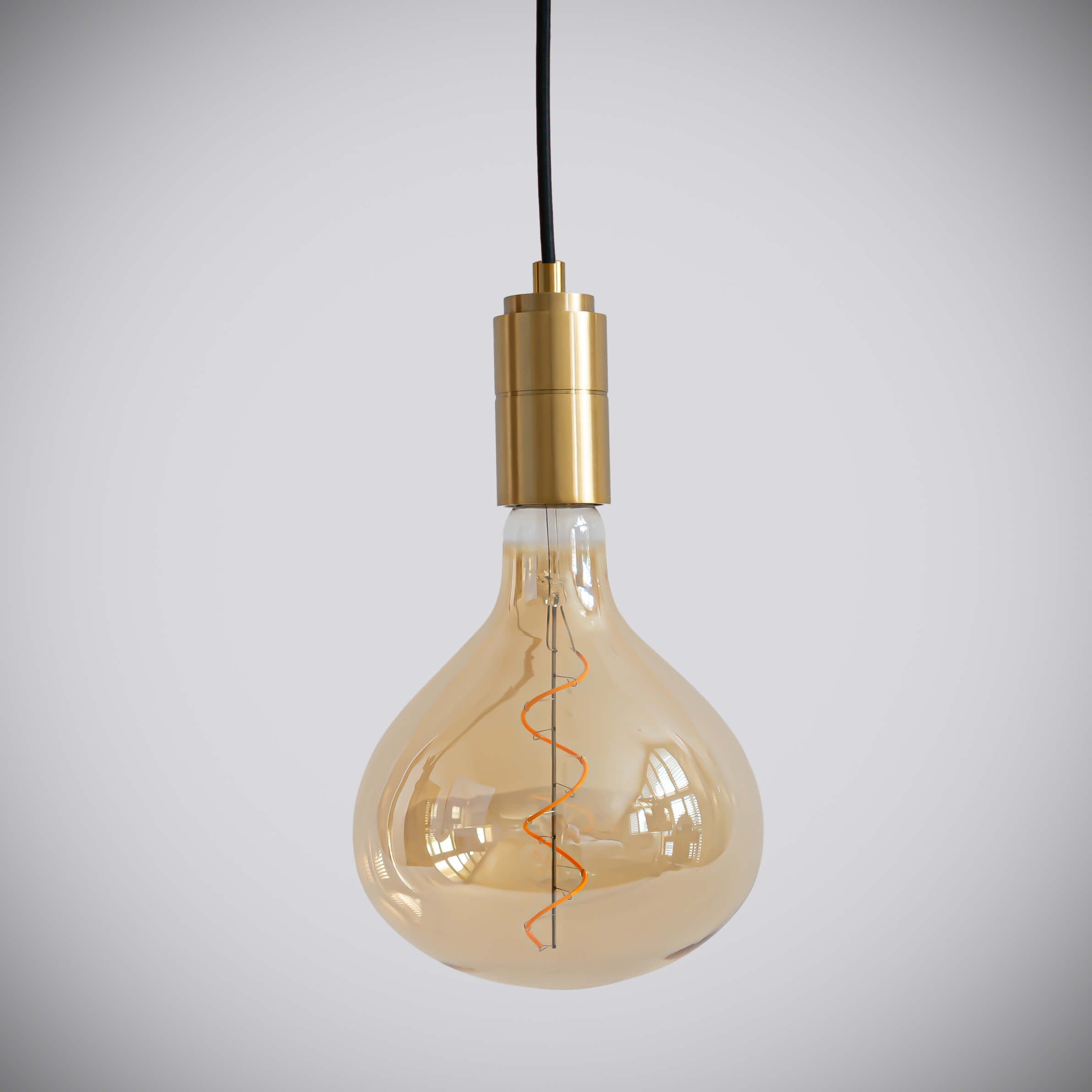 brass pendant light with straight cable and olivia bulb off