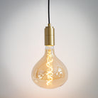 brass pendant light with straight cable and olivia bulb on