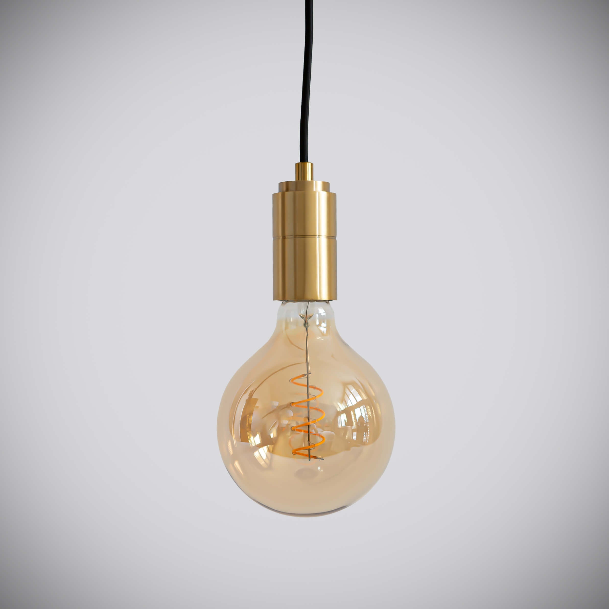 brass pendant light with straight cable and sophia bulb off