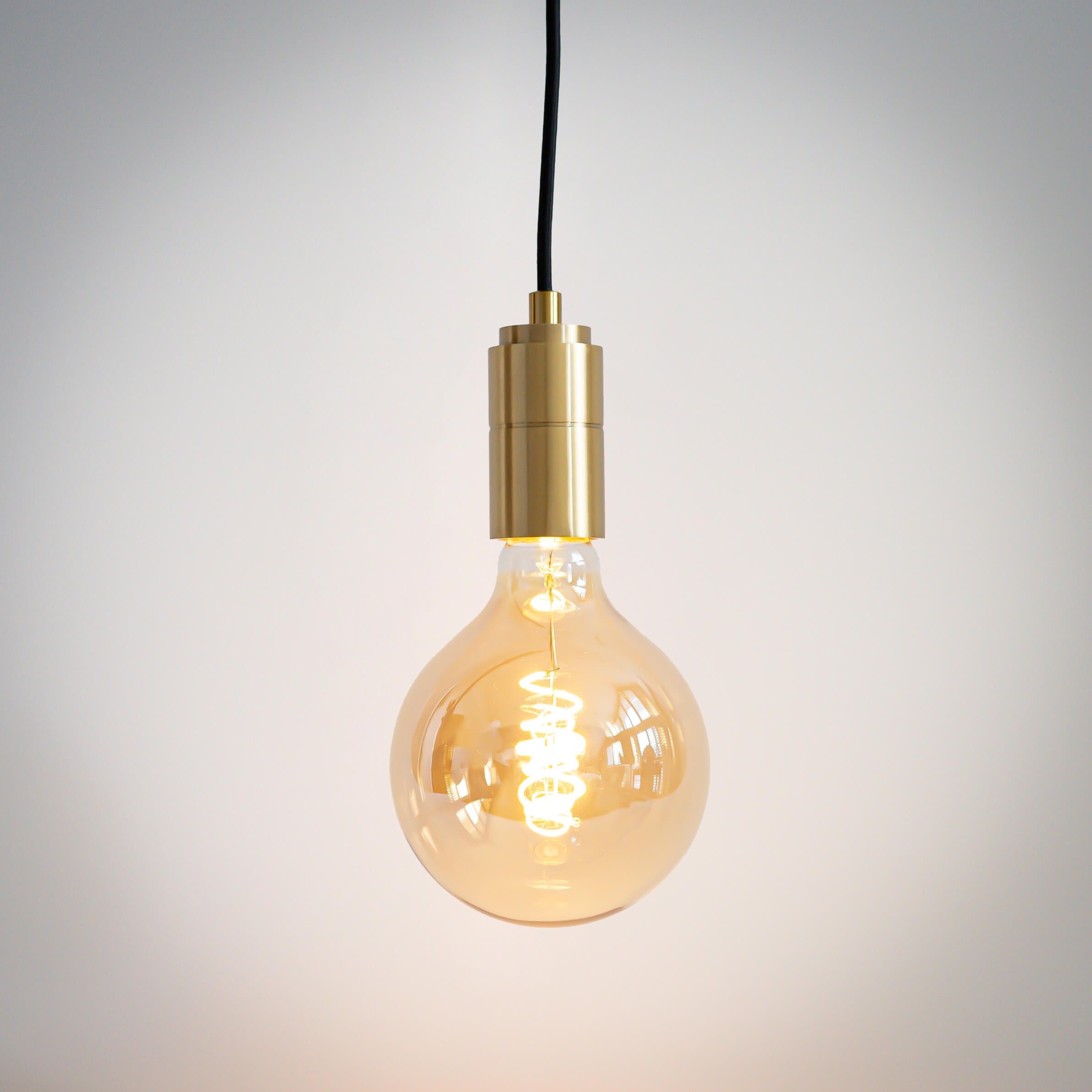 brass pendant light with straight cable and sophia bulb on