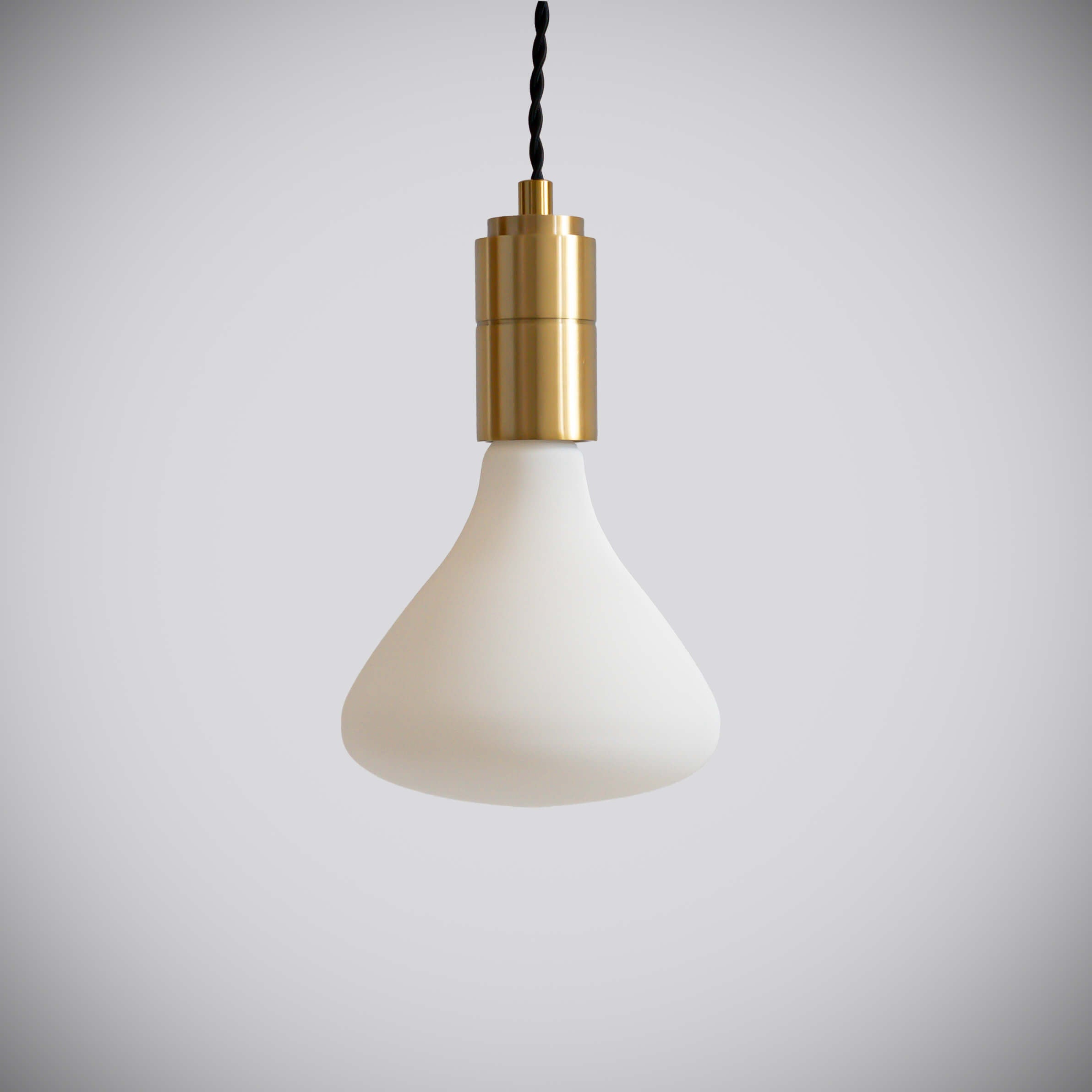 brass pendant light with twisted cable and astrid bulb off
