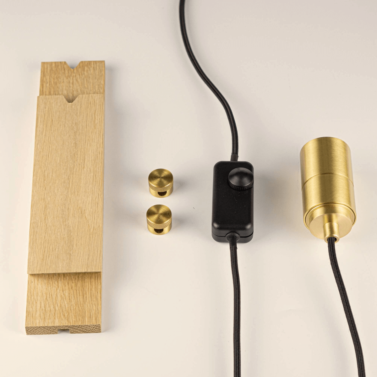 brass plug in wall light with straight cable components