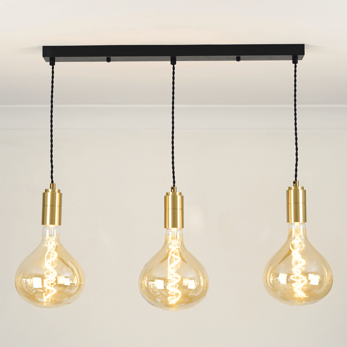 Brass Triple Ceiling Light + Olivia Bulbs - Triple Pendant - Ambientsy