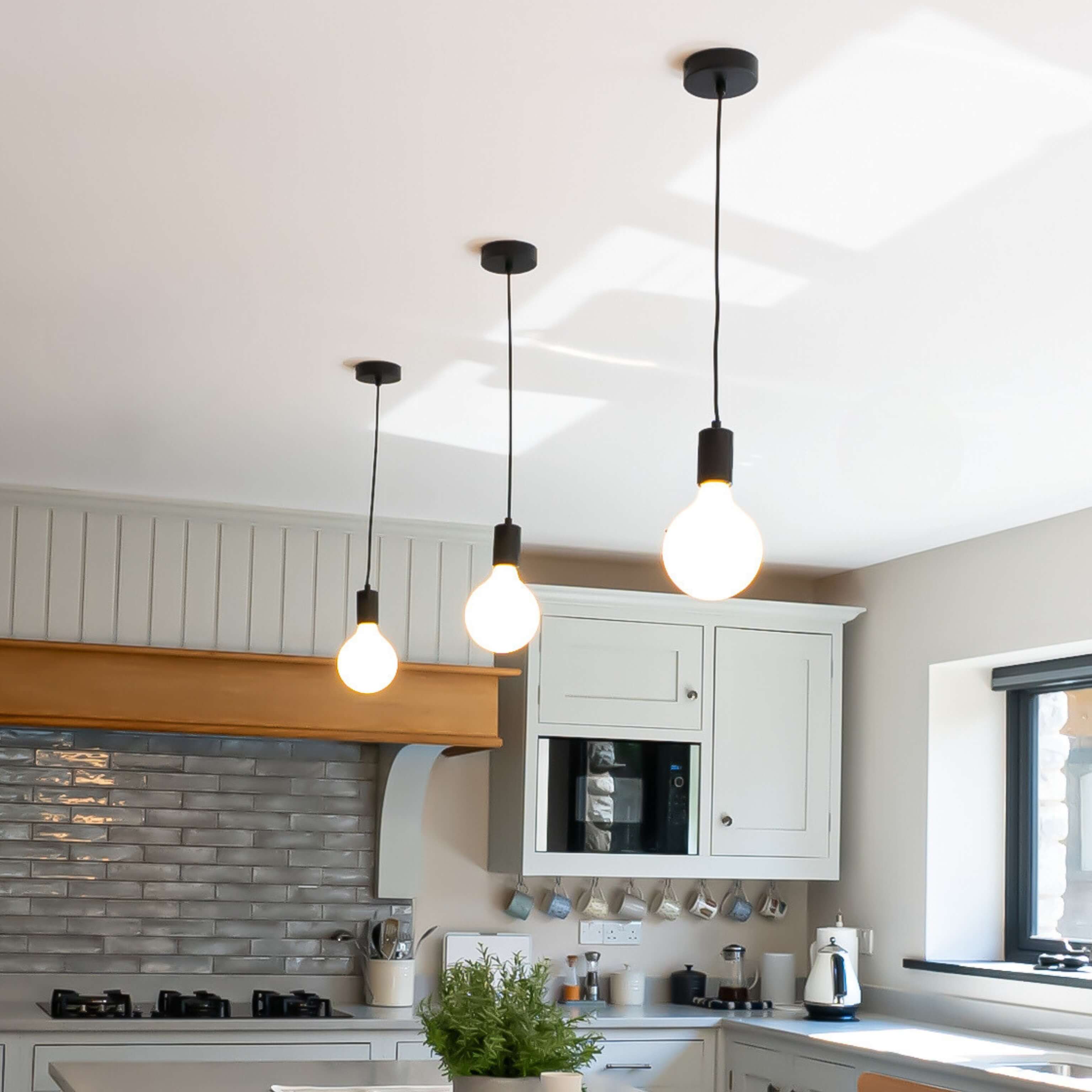 Luna matte black pendant light wide angle