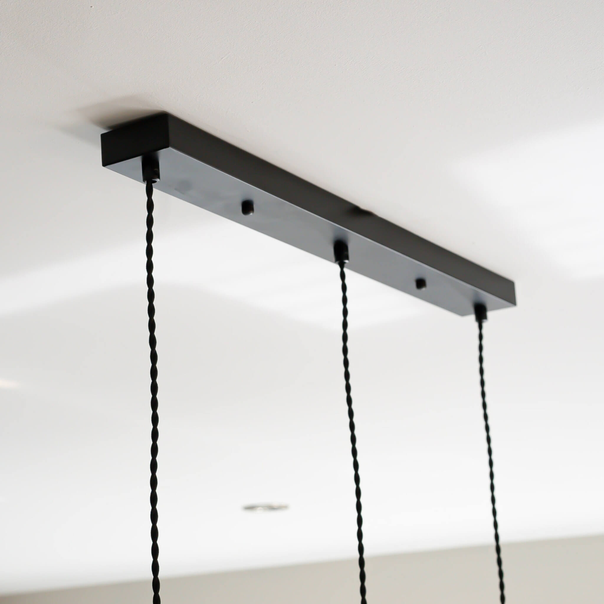 matte black ceiling rose with twisted cable