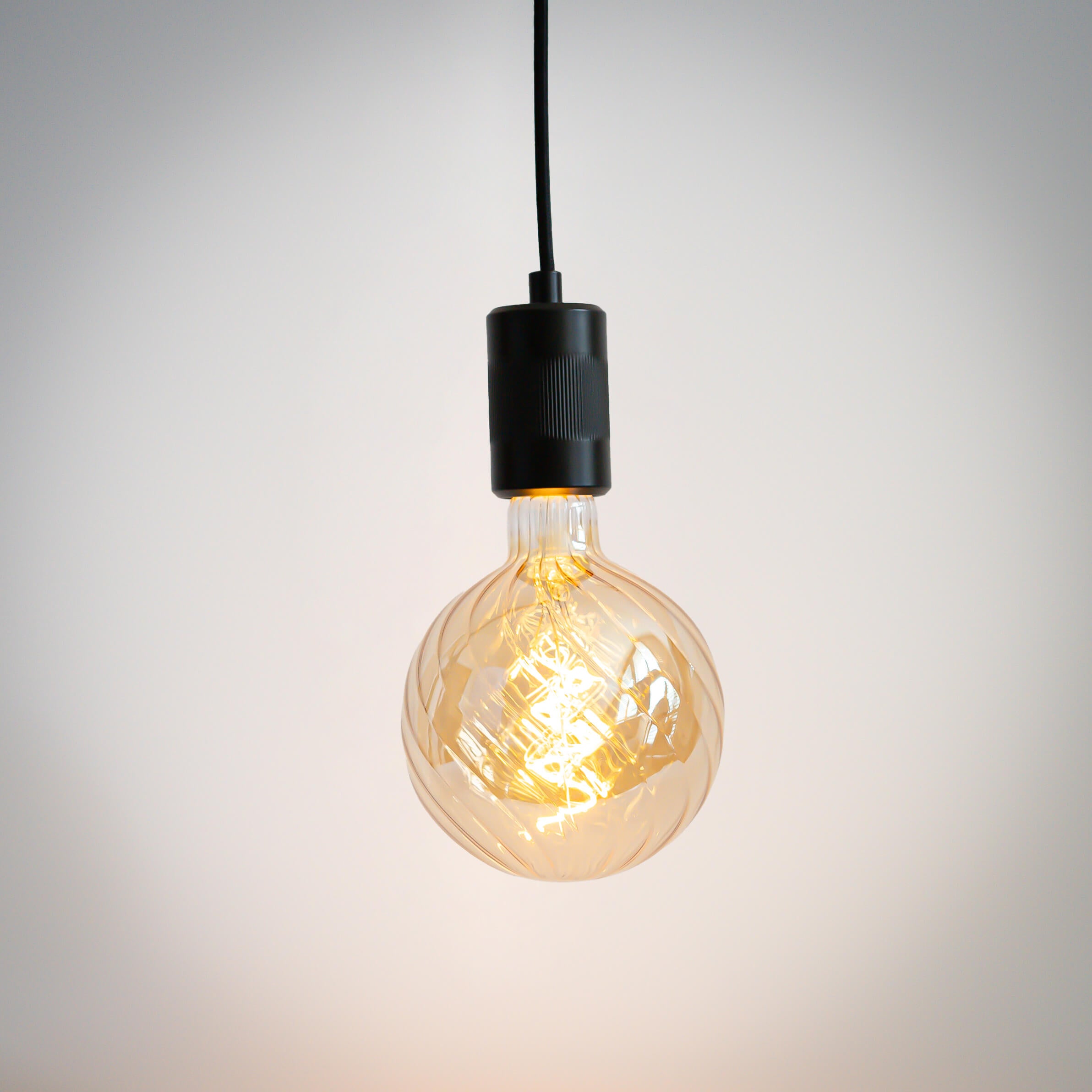 matte black pendant light and felicity bulb on