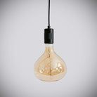matte black pendant light and olivia bulb off