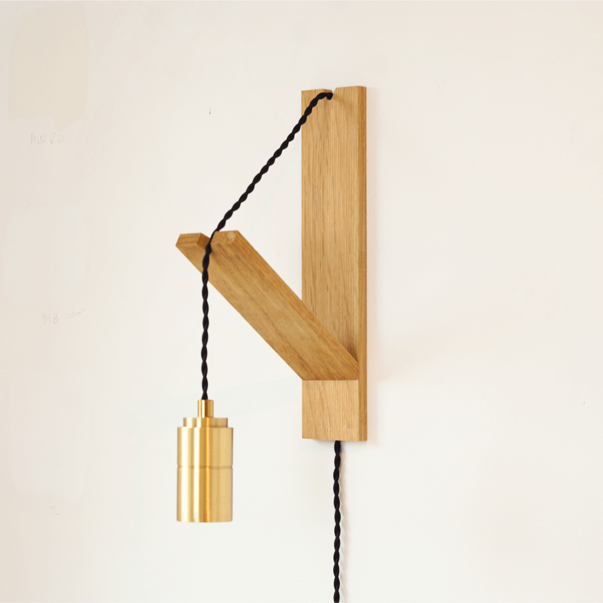 plug in brass wall light with twisted cable