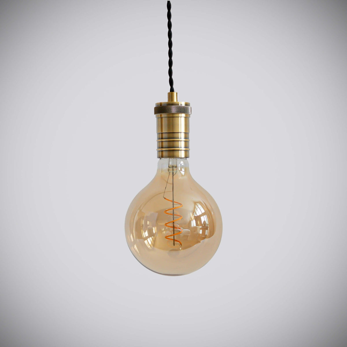 antique bronze pendant light with twisted cable and sophia bulb off