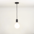 Black single pendant white background with luna bulb