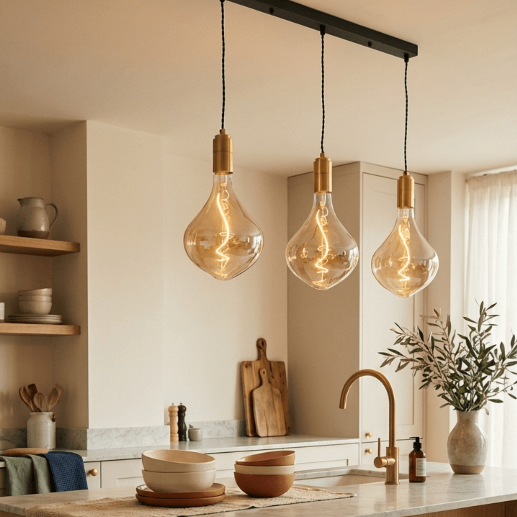 Celeste linear pendant in brass
