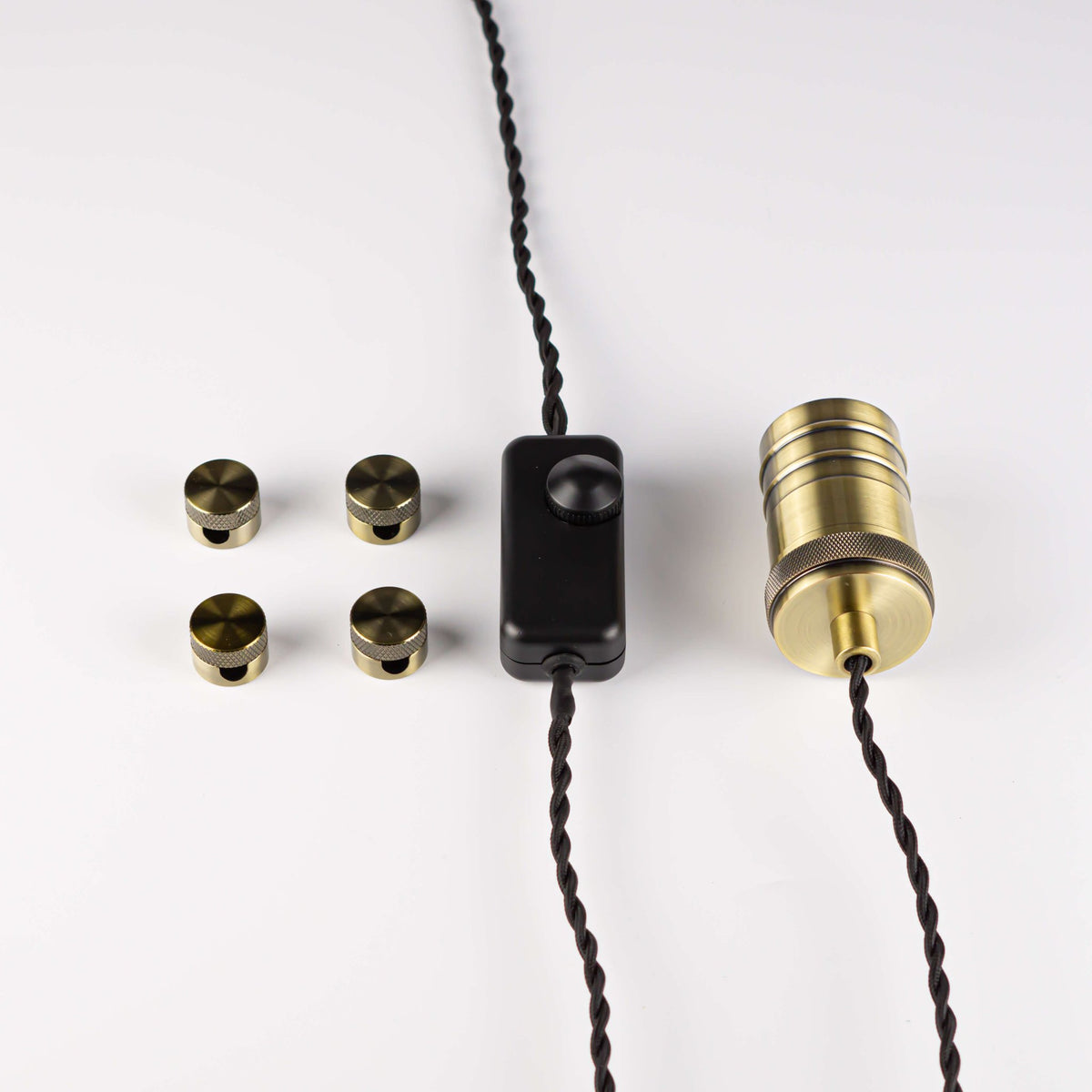 antique bronze plug in pendant light with twisted cable components 