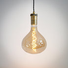 antique bronze pendant light with twisted cable and olivia bulb on