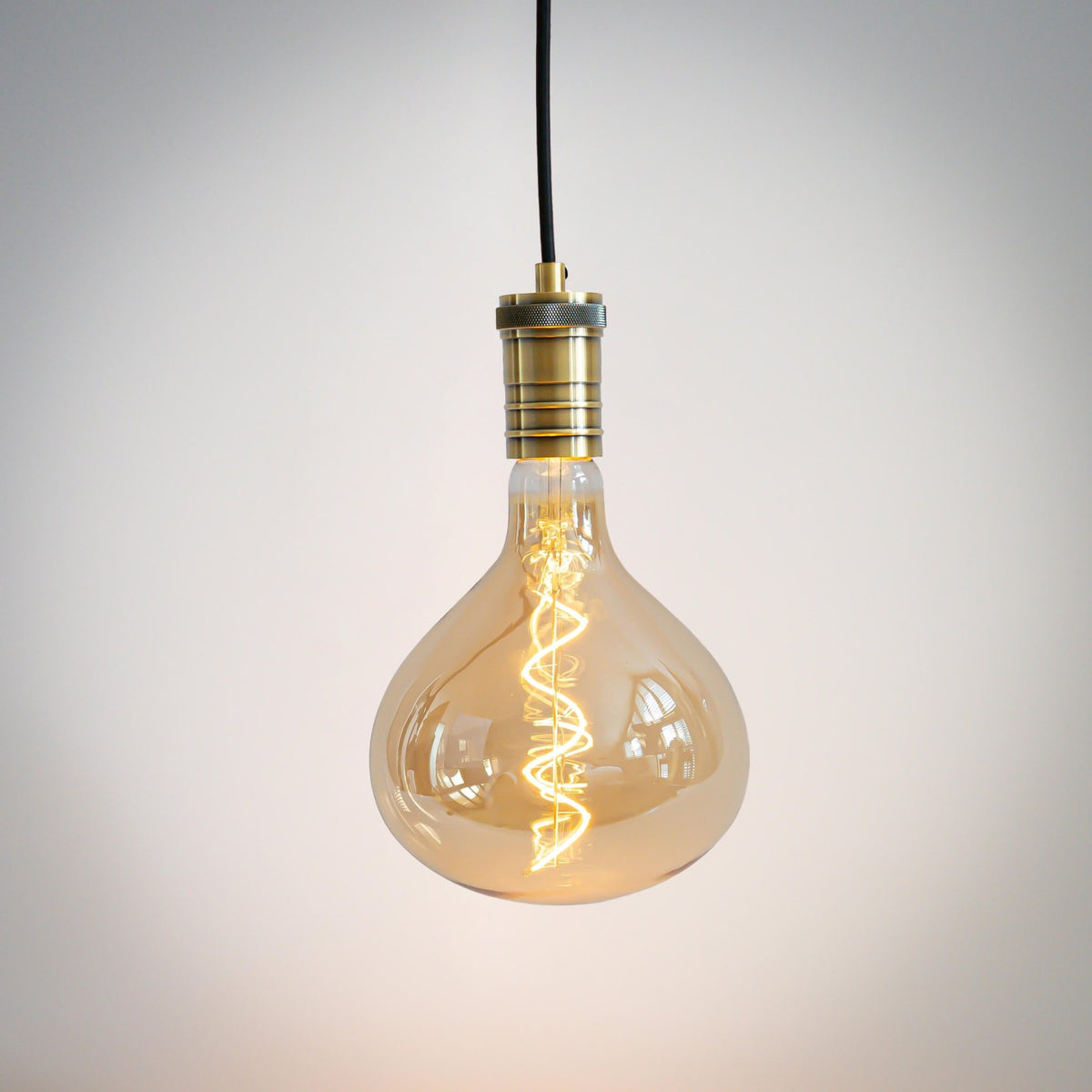 antique bronze pendant light with straight cable and olivia bulb on