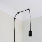 matte black plug in pendant light assembled with no bulb 