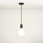 Black single pendant white background with luna bulb