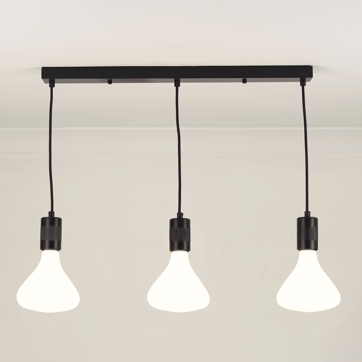 Black Triple Ceiling Light + Astrid Bulbs - Triple Pendant - Ambientsy