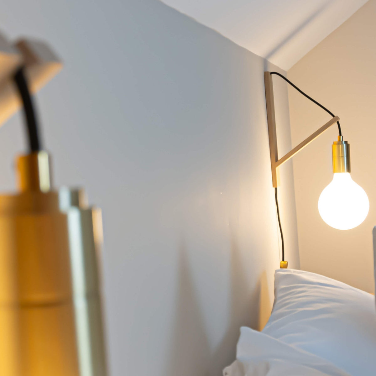  brass plug in bedroom wall light  double bedside lights 