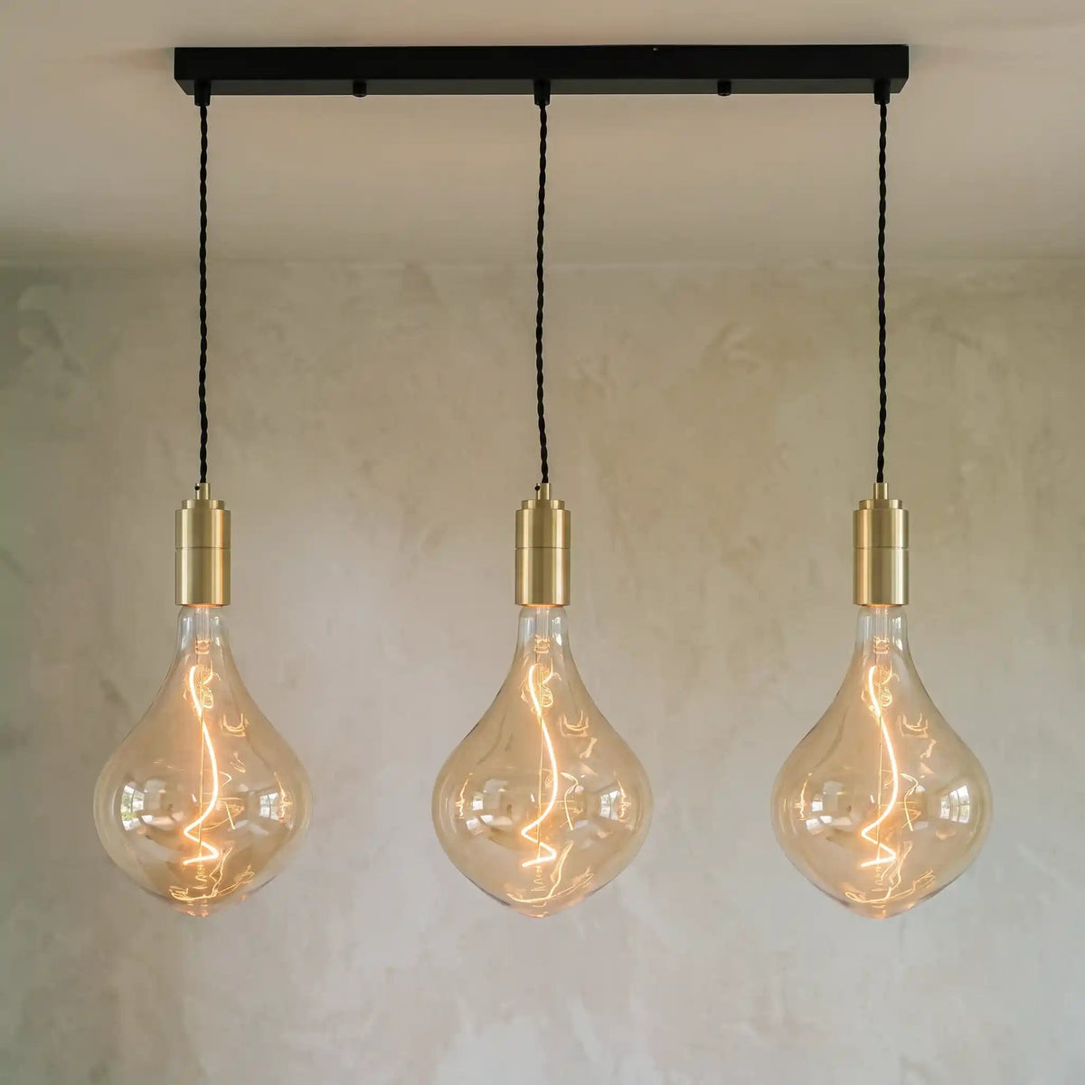 Brass Triple Ceiling Light + Celeste Bulbs - Triple Pendant - Ambientsy