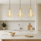 Brass Triple Ceiling Light + Olivia Bulbs - Triple Pendant - Ambientsy