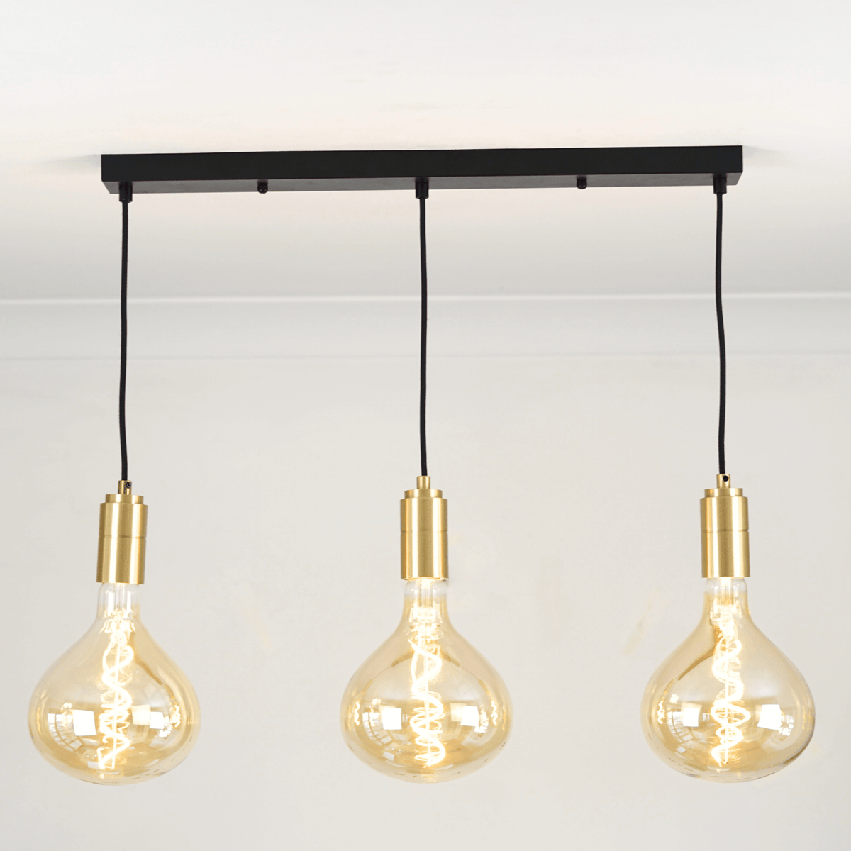 Brass Triple Ceiling Light + Olivia Bulbs - Triple Pendant - Ambientsy