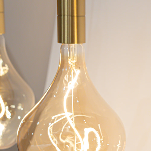 brass triple pendant lights with celeste bulbs 