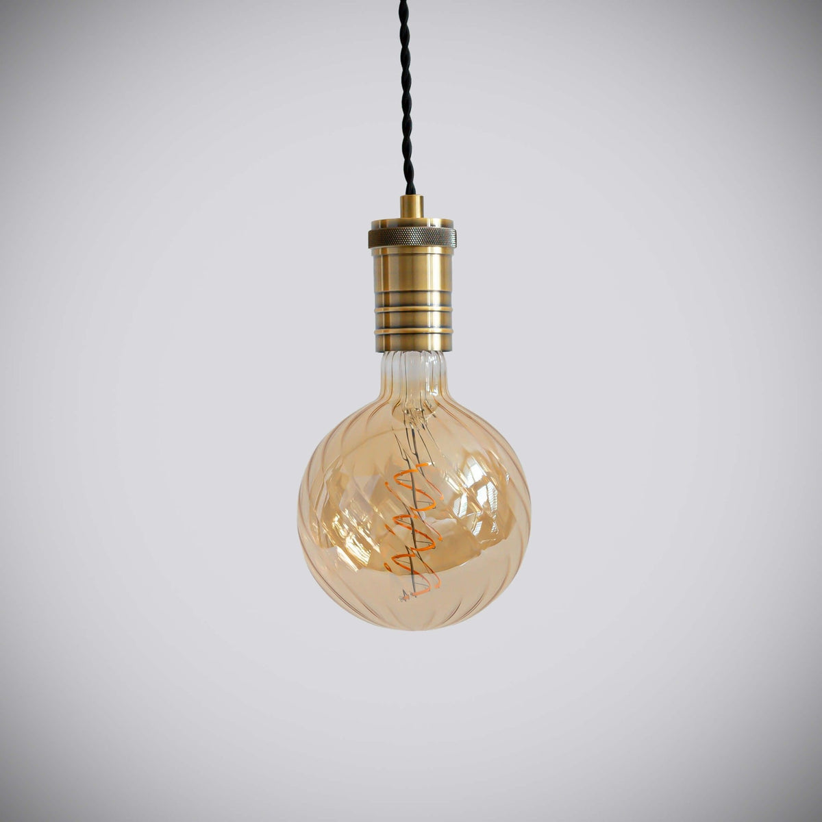 antique bronze pendant light with twisted cable and felicity bulb off